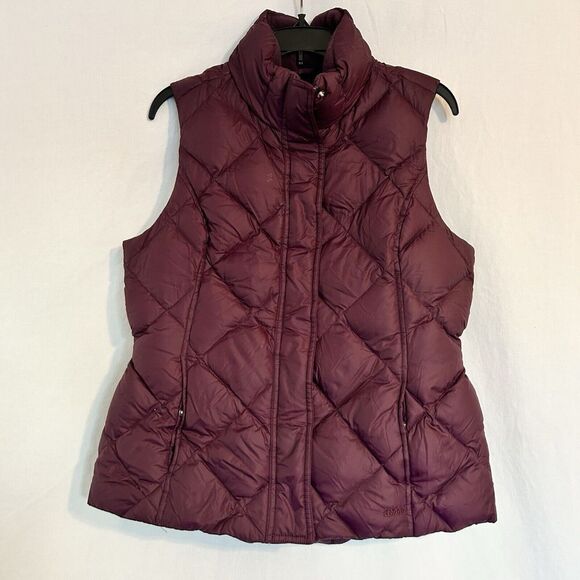 Eddie Bauer Burgundy Goose Down Puffer Vest Women's Medium EB700 Fill Power EUC - Picture 2 of 12